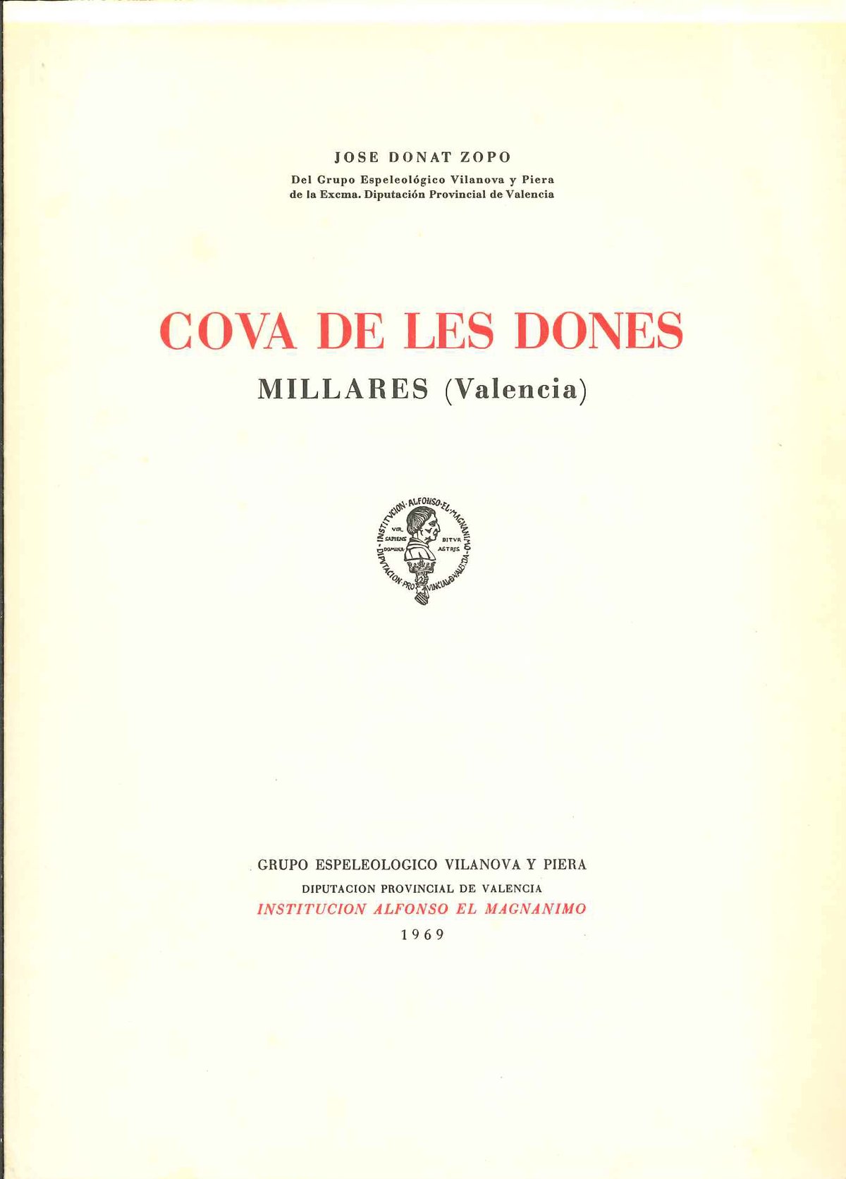 Cubierta de la memoria de J. Donat Zopo, 1969